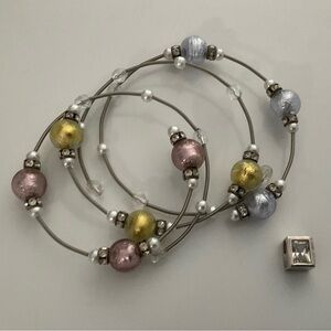 4 ITEMS 1 PRICE! 3 Piece Bracelet & 1 Small Square Pendant Sterling